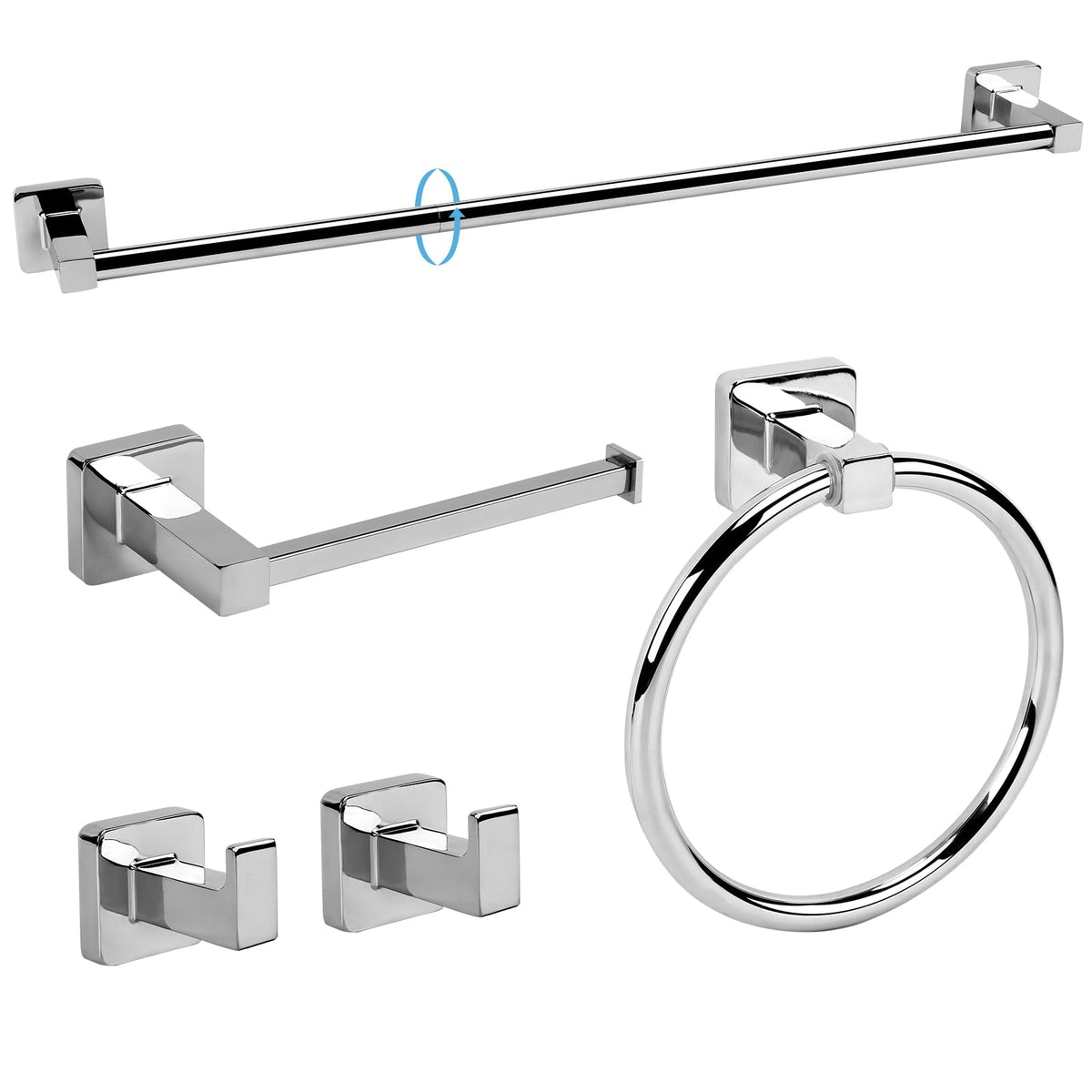 Ntipox 5 Pieces Bathroom Hardware Accessories Set,Stainless Steel 23.6" Hand Towel Bar Set, Toilet Paper Holder, Towel Holder for Bathroom,Towel Rack Set