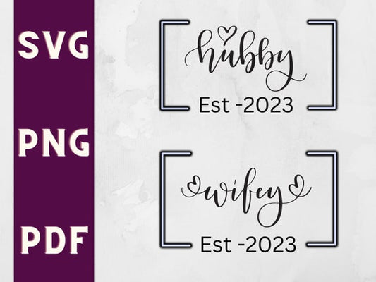 Hubby and Wifey SVG Bundle | Mr and Mrs Design for DIY Couples Projects