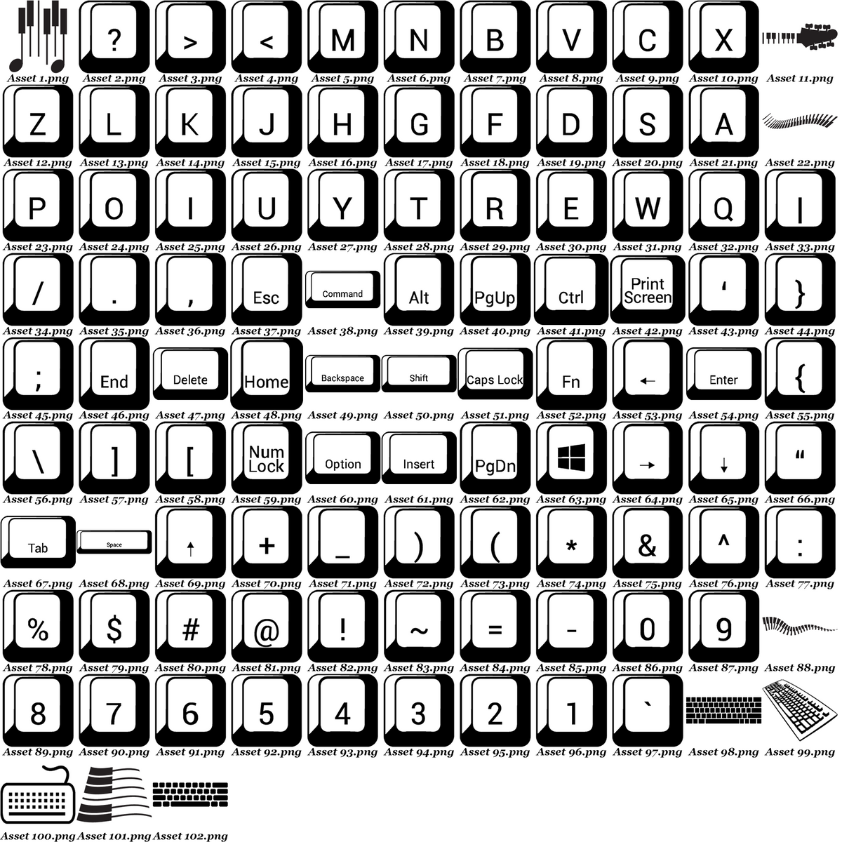 Keyboard Keys Bundle | Editable EPS, SVG, PNG, JPG Files for Tech-Themed Projects