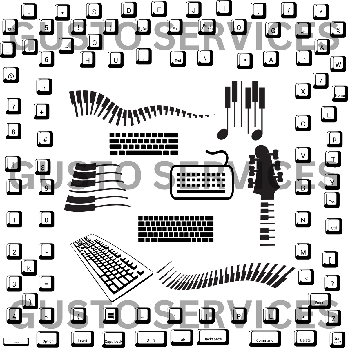 Keyboard Keys Bundle | Editable EPS, SVG, PNG, JPG Files for Tech-Themed Projects