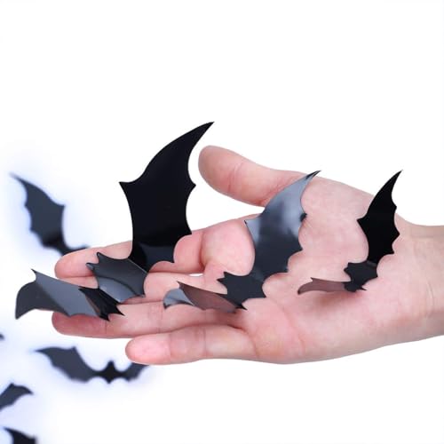 3D Bat Wall Decor Stickers | 120 Pc Waterproof Halloween Decoration Kit