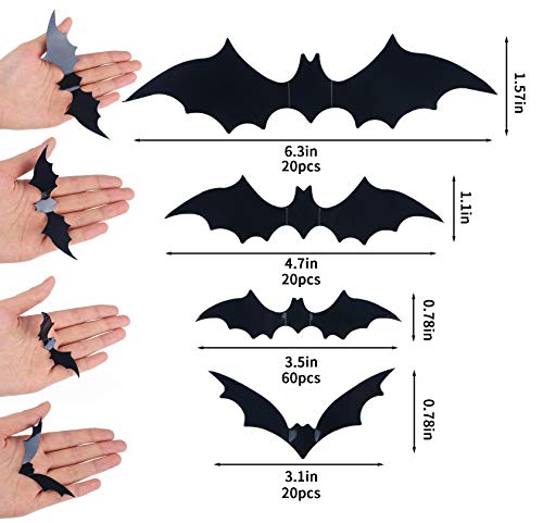 3D Bat Wall Decor Stickers | 120 Pc Waterproof Halloween Decoration Kit