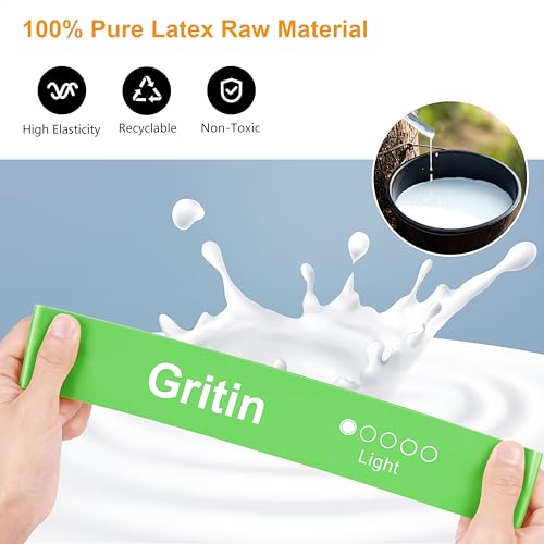 Gritin Resistance Bands, Set of 5 Skin-Friendly Resistance Exercise Bands