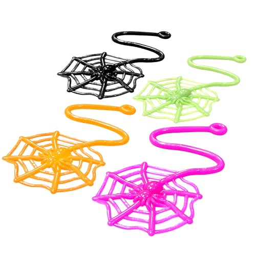 24Pcs Sticky Spider Web Party Favors Pack, 7.5 inches in Total Length, Halloween Party Favors, Gifts For Birthday, Goodie Bag Classroom Prizes, 4 colors