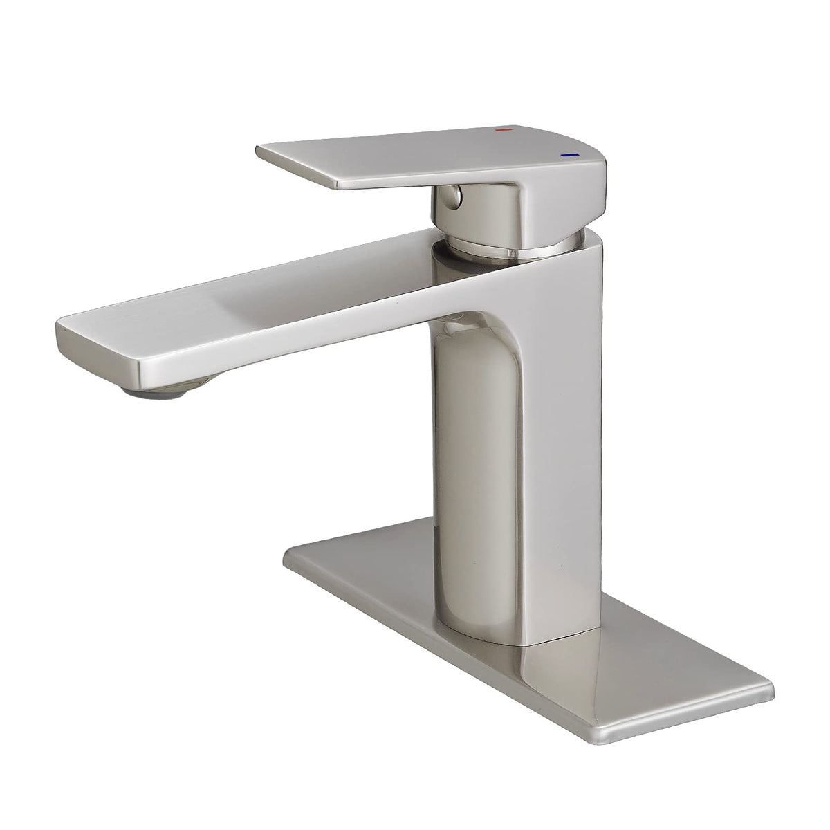 Brushed Nickel Bathroom Faucet Single Handle Bathroom Faucet 1 or 3 Hole Bathroom Sink Faucet with Deck Plate RV Bathroom Faucet 1.2 GPM