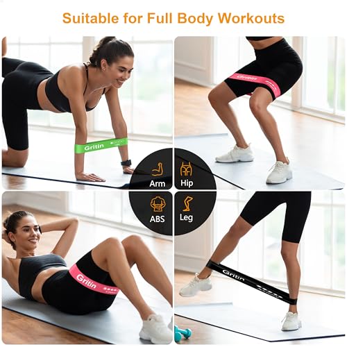 Gritin Resistance Bands, Set of 5 Skin-Friendly Resistance Exercise Bands