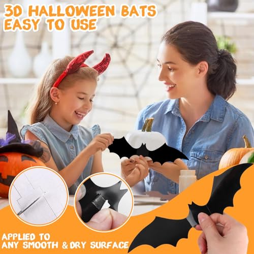 3D Bat Wall Decor Stickers | 120 Pc Waterproof Halloween Decoration Kit