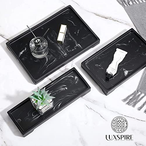 Luxspire Vanity Tray – Matte Black Bathroom &amp; Kitchen Organizer Tray