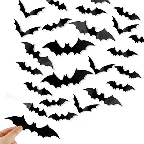 3D Bat Wall Decor Stickers | 120 Pc Waterproof Halloween Decoration Kit