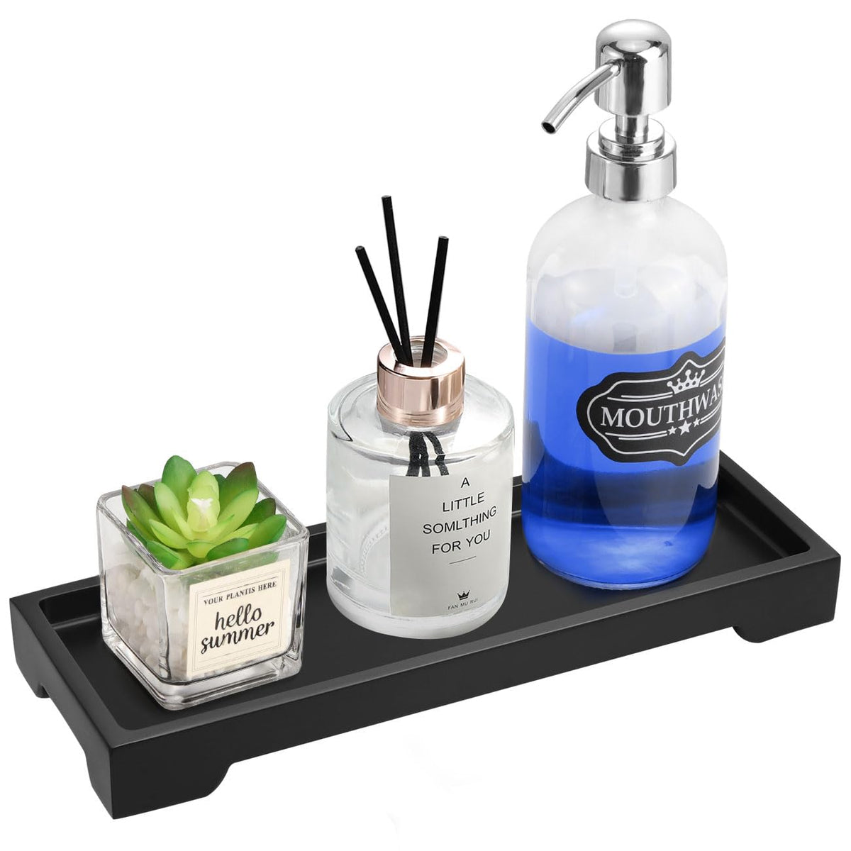 Luxspire Vanity Tray – Matte Black Bathroom &amp; Kitchen Organizer Tray