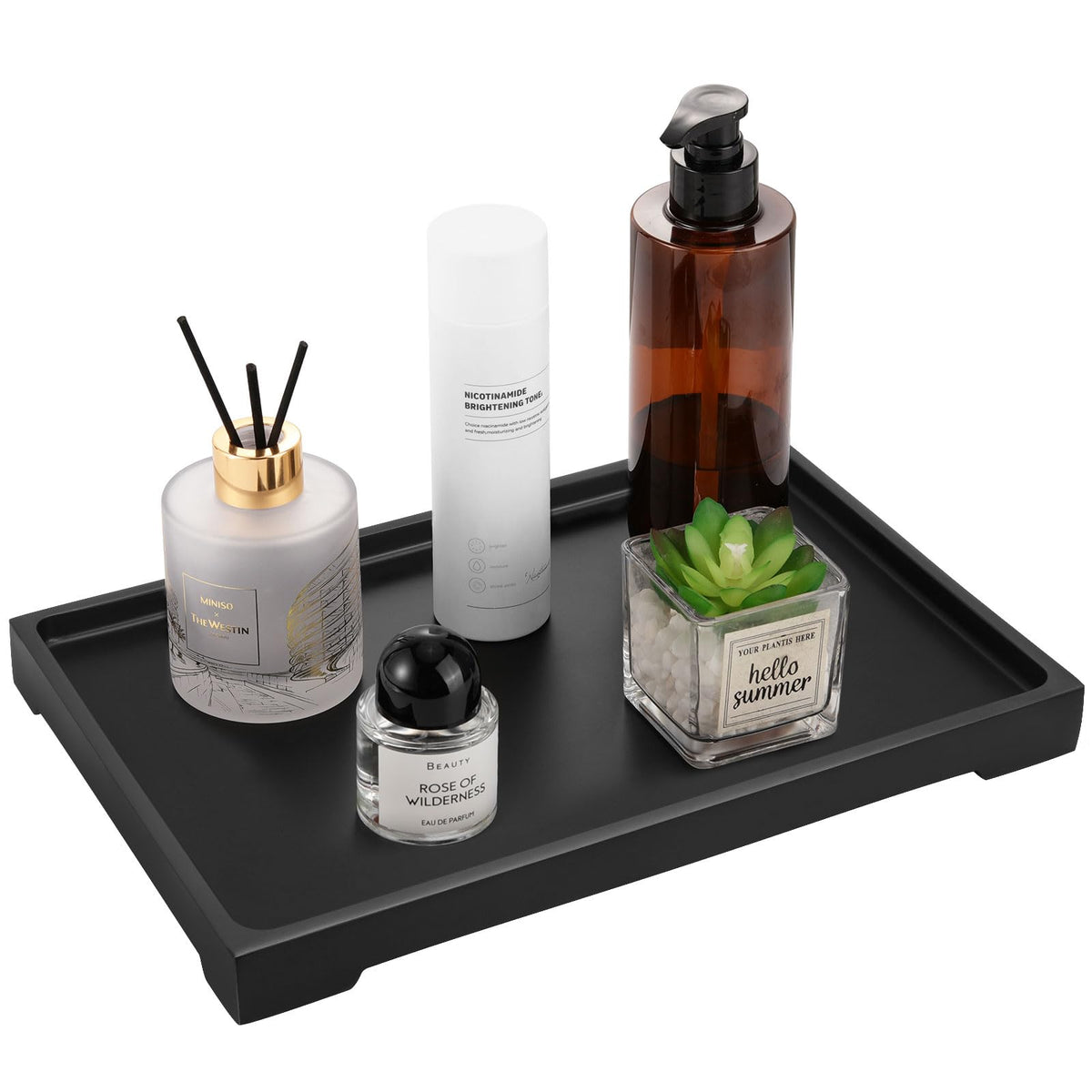 Luxspire Vanity Tray – Matte Black Bathroom &amp; Kitchen Organizer Tray
