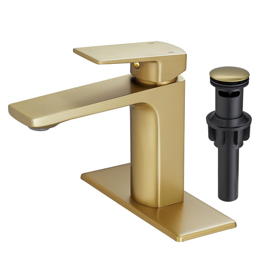 Brushed Nickel Bathroom Faucet Single Handle Bathroom Faucet 1 or 3 Hole Bathroom Sink Faucet with Deck Plate RV Bathroom Faucet 1.2 GPM