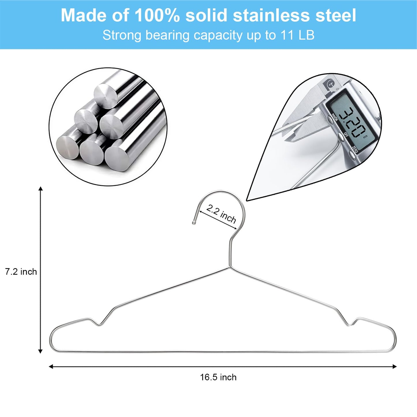 Seropy Stainless Steel Wire Hangers - Heavy Duty Clothes Hangers Bulk