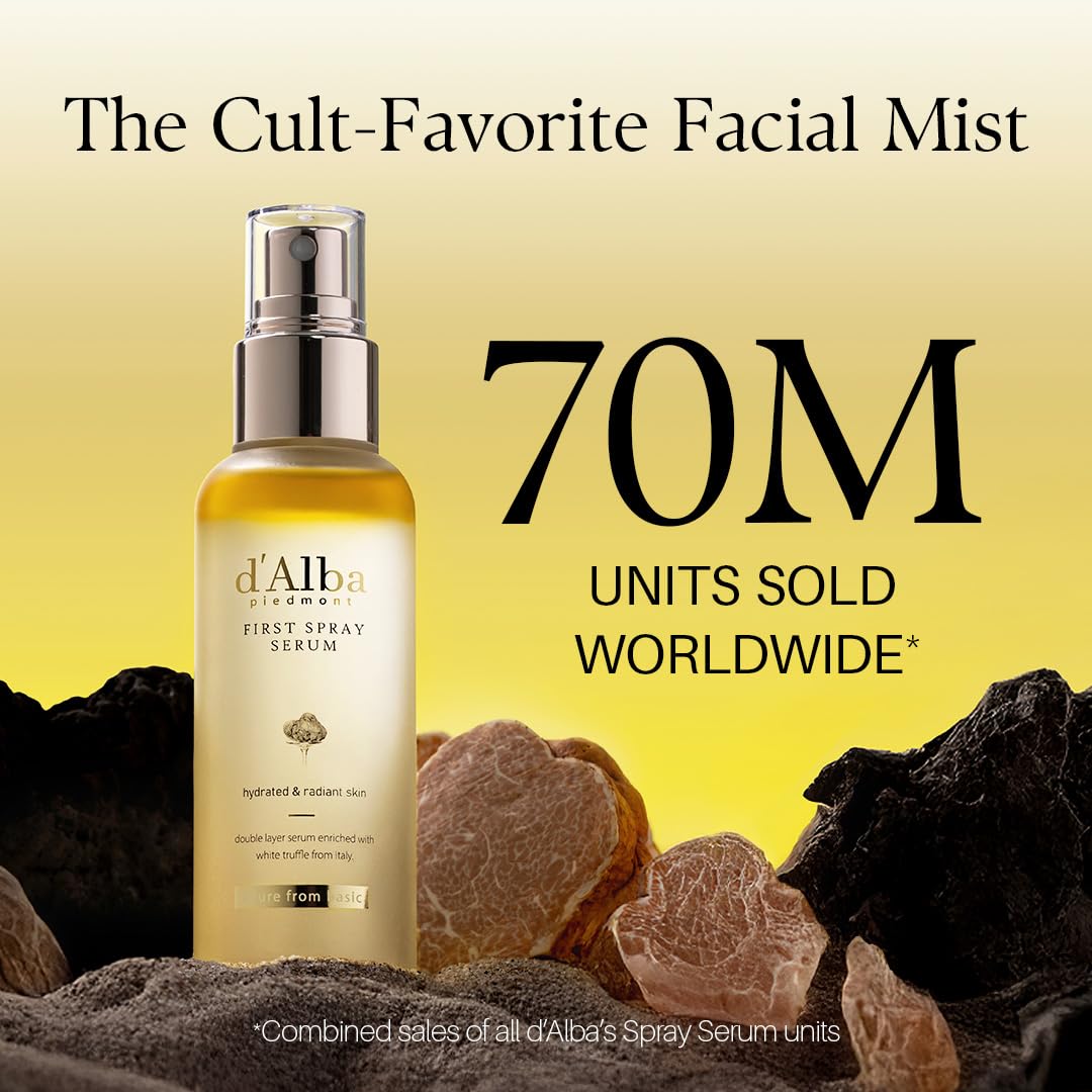 d'alba Piedmont Italian White Truffle Spray Serum, Vegan Skin Care, Light-weight Face Moisturizer, Glow Serum for Radiant Skin, All In One Mist, Korean Skin Care