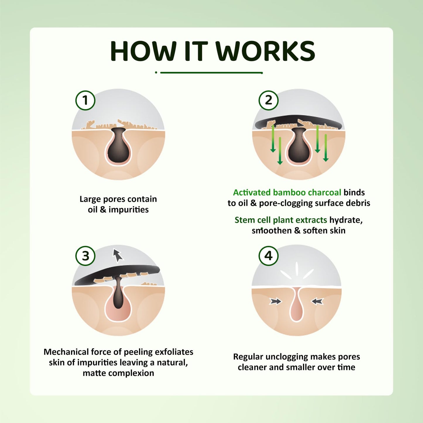 Blackhead Remover Mask | Bamboo Charcoal Peel Off Face Mask for Deep Pore Cleansing