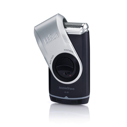 Braun Mobile Shaver M90 | Stainless Steel Battery-Powered Electric Shaver