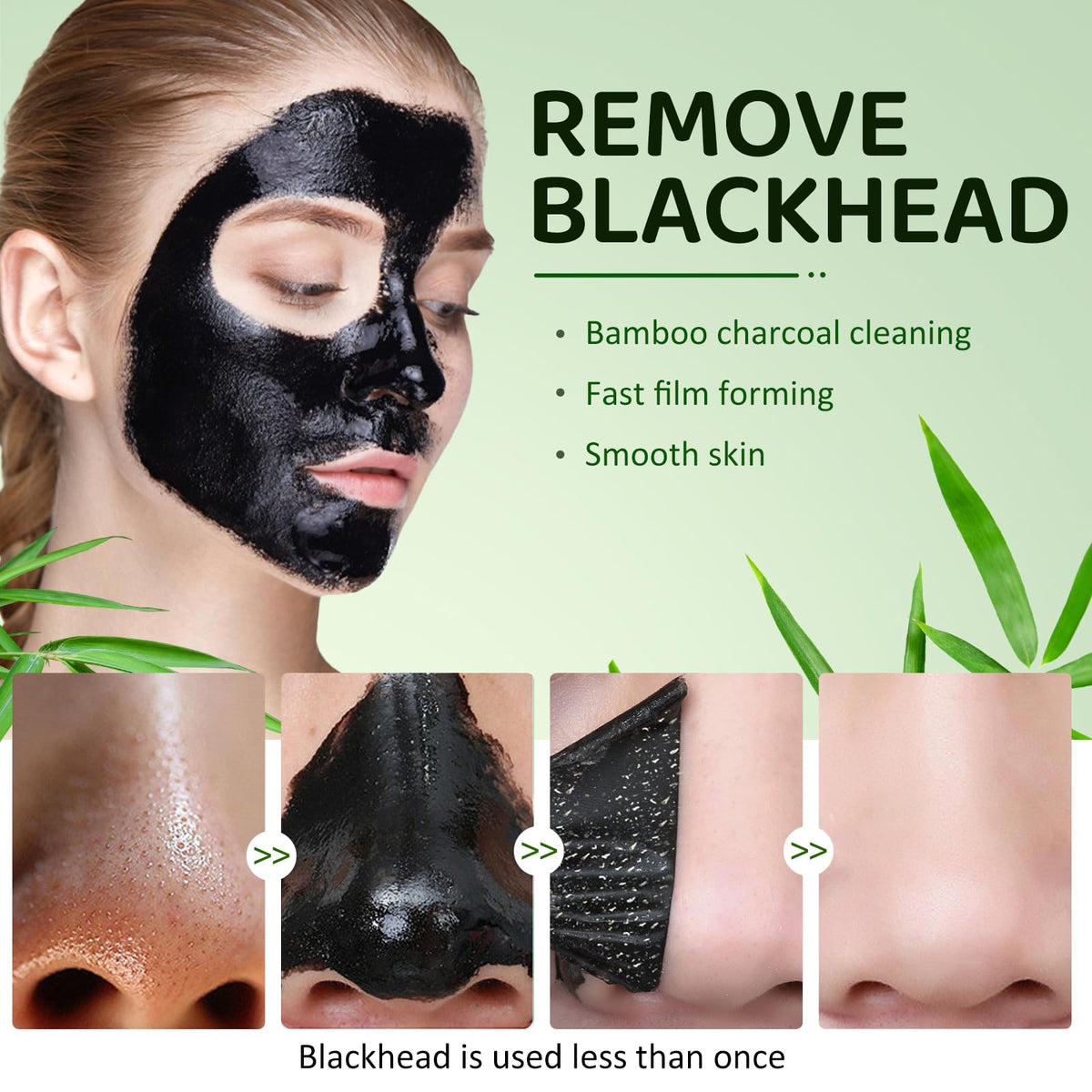Blackhead Remover Mask | Bamboo Charcoal Peel Off Face Mask for Deep Pore Cleansing
