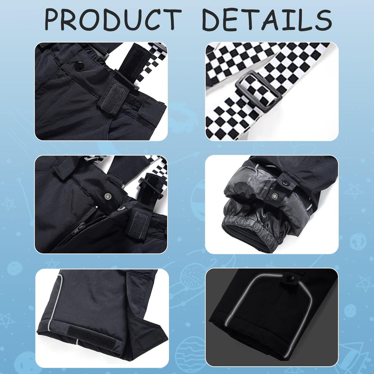 Kid's Snow Bib Pants Winter Waterproof Windproof Ski Pants Insulated Snowboard Overalls for Boys Girls(Black,14）