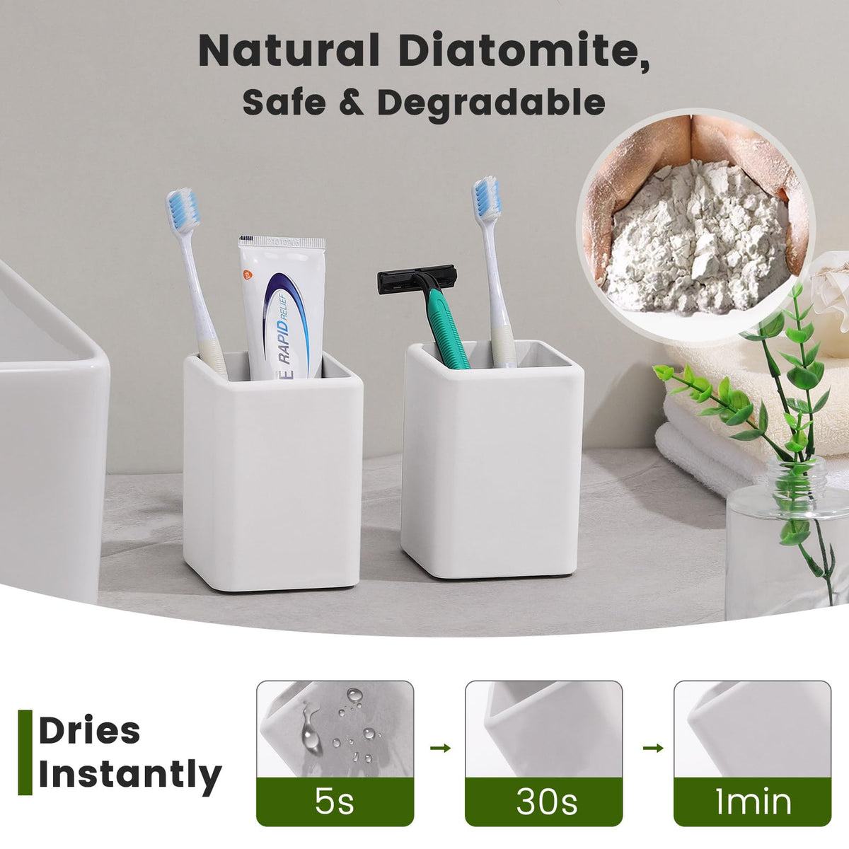 Luxspire Toothbrush Holders, Fast Drying Toothbrush Holders for Bathroom