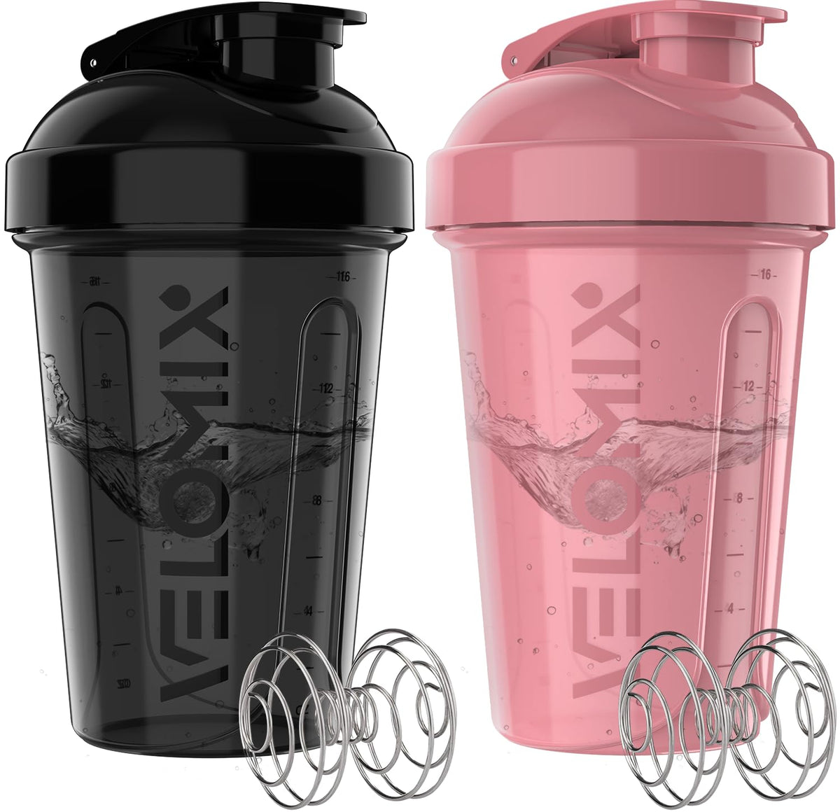 VELOMIX 2 Pack 20oz Protein Shaker Bottle for Protein Mixes