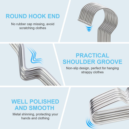 Seropy Stainless Steel Wire Hangers - Heavy Duty Clothes Hangers Bulk