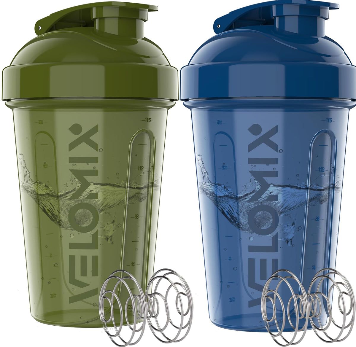 VELOMIX 2 Pack 20oz Protein Shaker Bottle for Protein Mixes