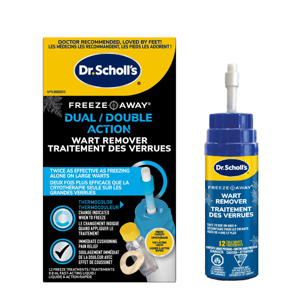 Dr. Scholl's Dual Action FreezeAway Wart Remover – 12 Treatments for Common &amp; Plantar Warts