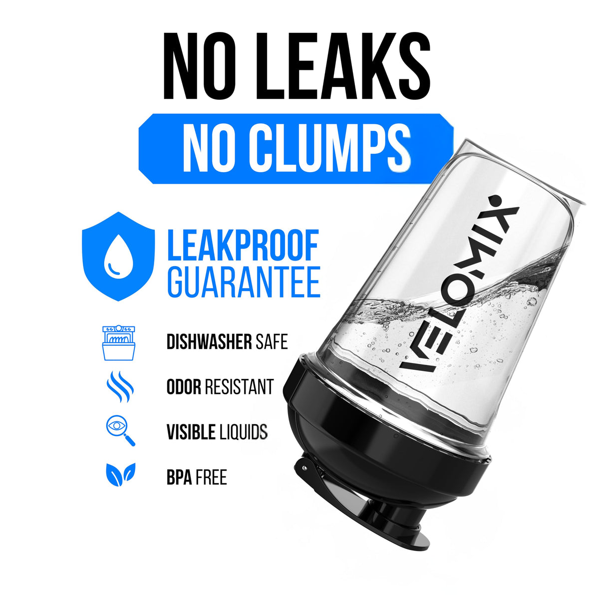 VELOMIX 2 Pack 20oz Protein Shaker Bottle for Protein Mixes