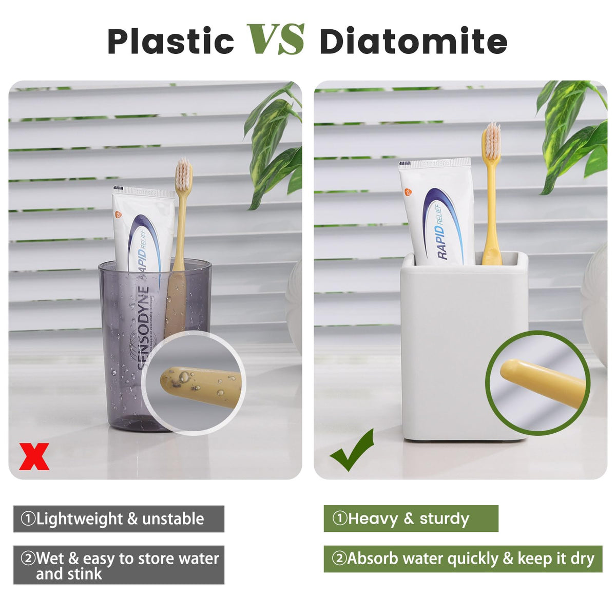 Luxspire Toothbrush Holders, Fast Drying Toothbrush Holders for Bathroom