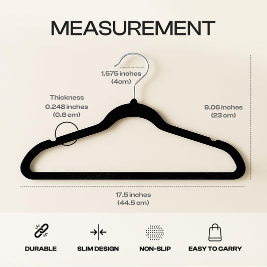 Velvet Hangers with Pants Bar | Non-Slip Slim Hangers for Closet Organization