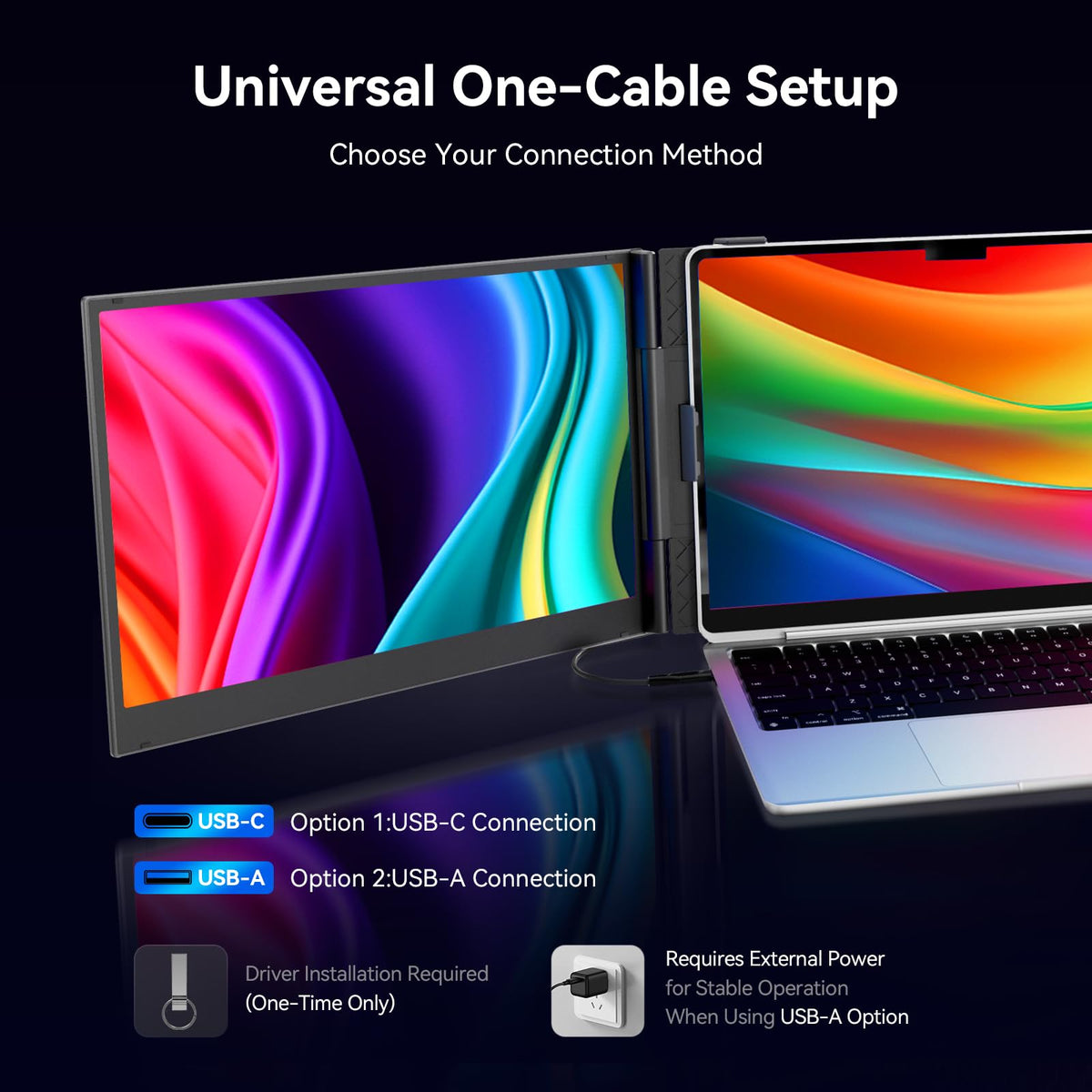 ROYY 14"/15.6"/16" Laptop Screen Extender, 1080P FHD IPS/2.5K Portable Monitor