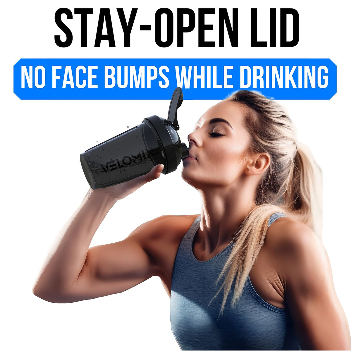 VELOMIX 2 Pack 20oz Protein Shaker Bottle for Protein Mixes