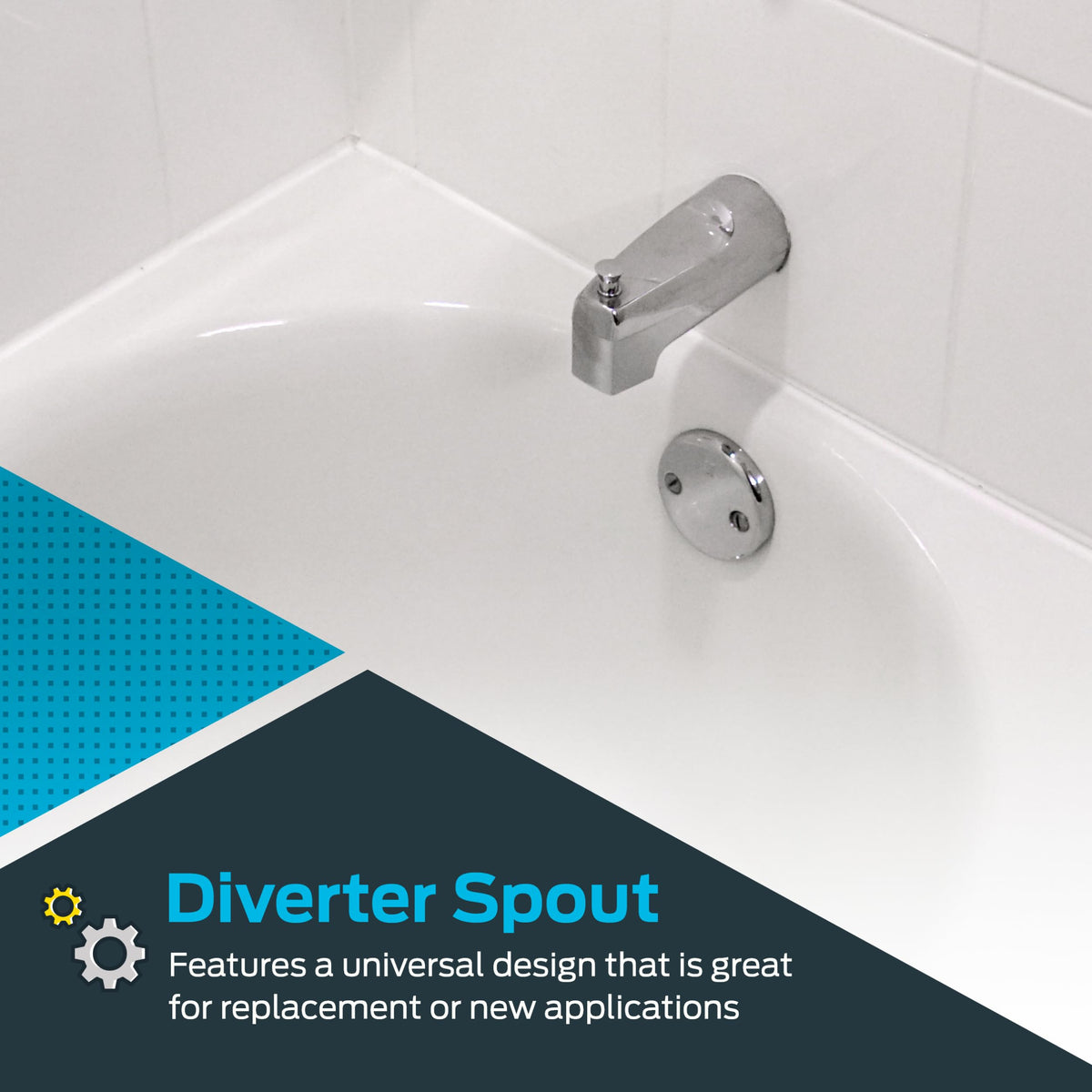 EZ-FLO 15088 Sturdy Zinc Slide-On Bath Tub Diverter Spout with Hex Wrench and Set Screw, 1/2-inch Copper Pipe, Brushed Nickel