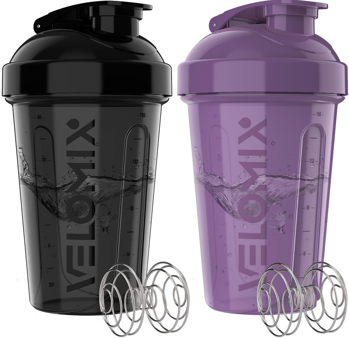 VELOMIX 2 Pack 20oz Protein Shaker Bottle for Protein Mixes