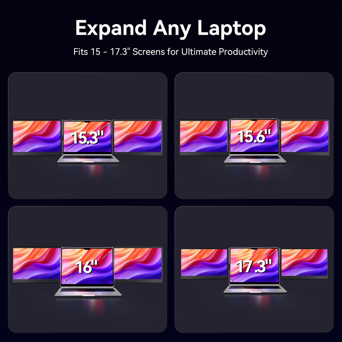 ROYY 14"/15.6"/16" Laptop Screen Extender, 1080P FHD IPS/2.5K Portable Monitor