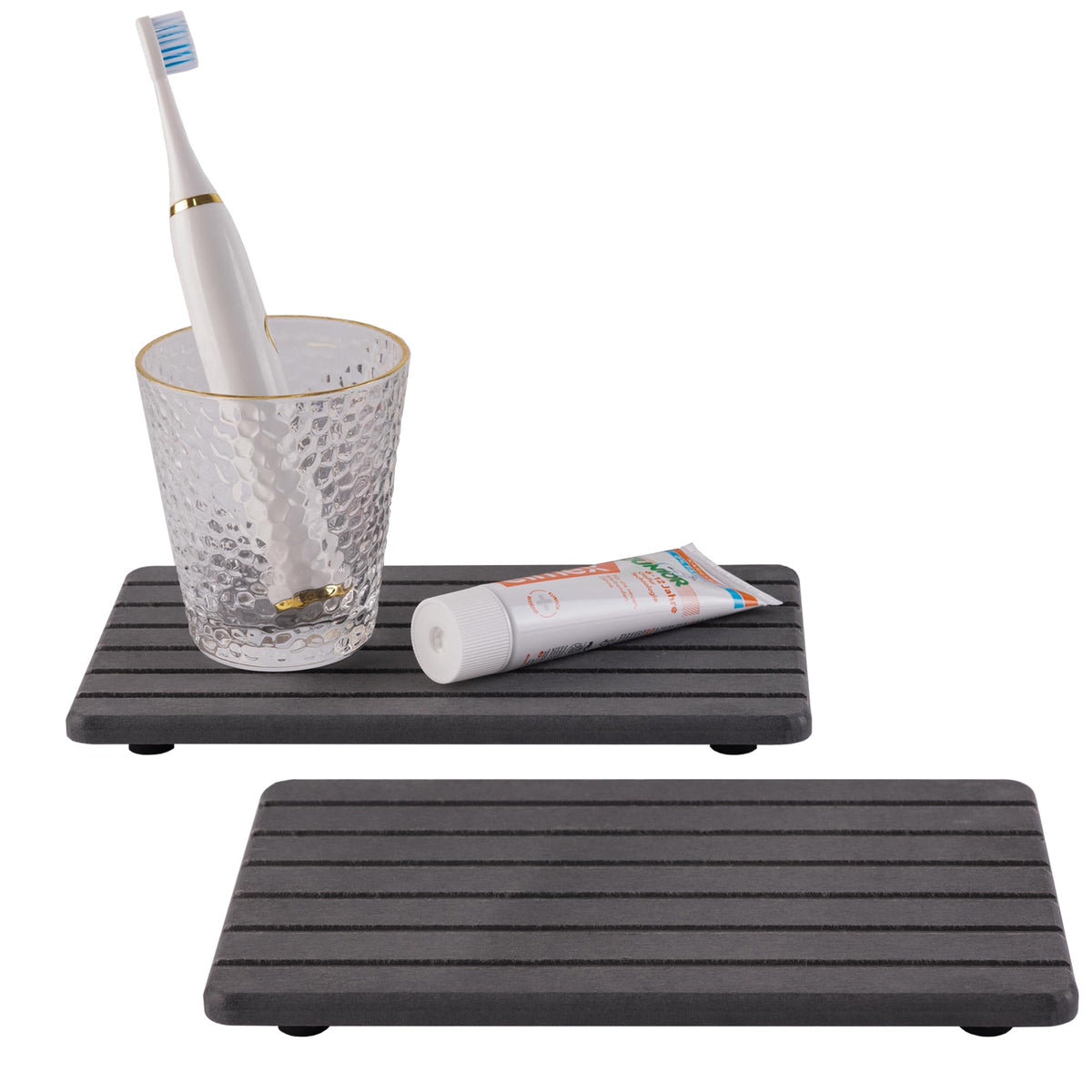 NiuYichee Water Absorbent Diatomite Coasters – Rectangle Grooved Design