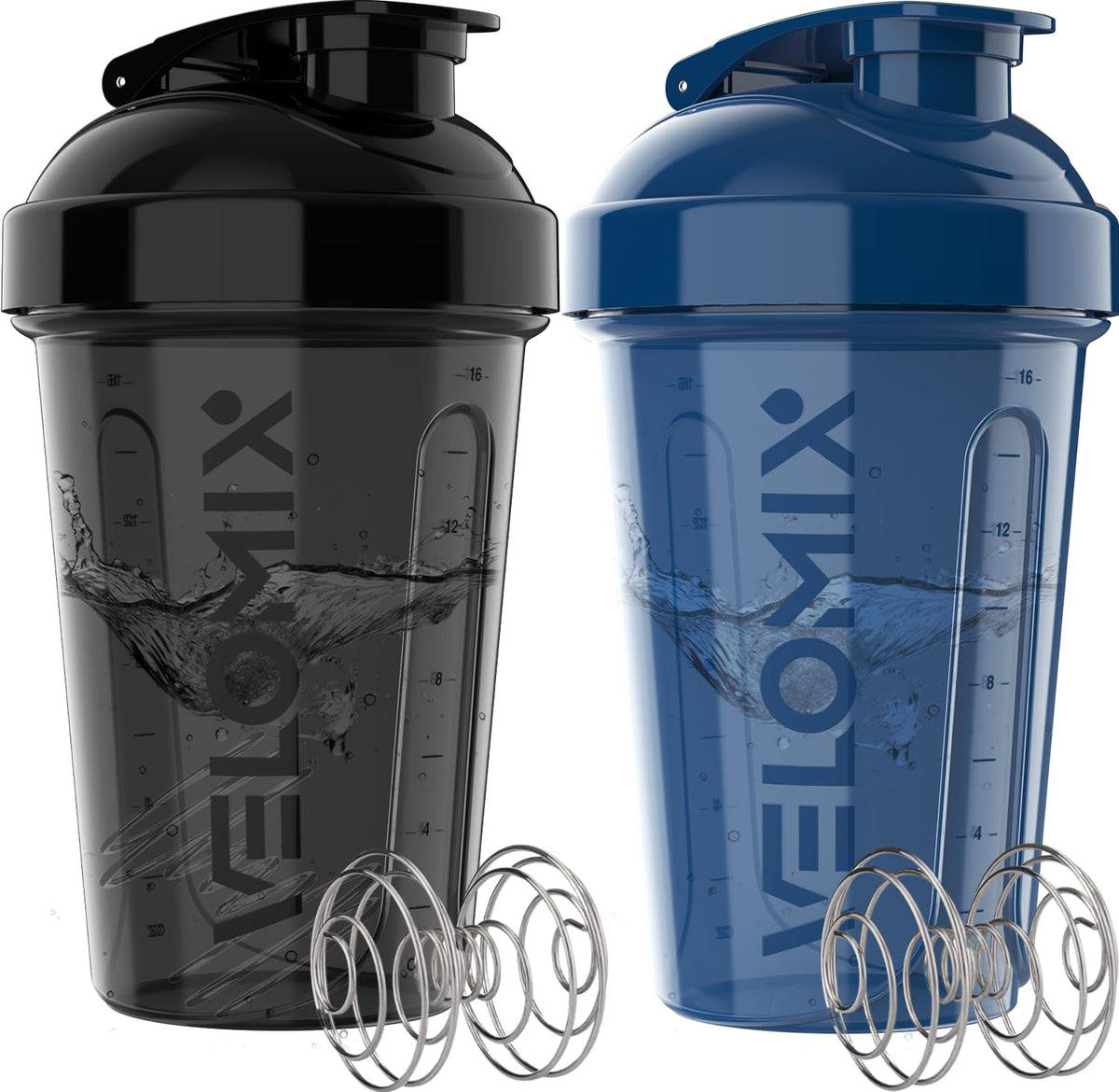 VELOMIX 2 Pack 20oz Protein Shaker Bottle for Protein Mixes