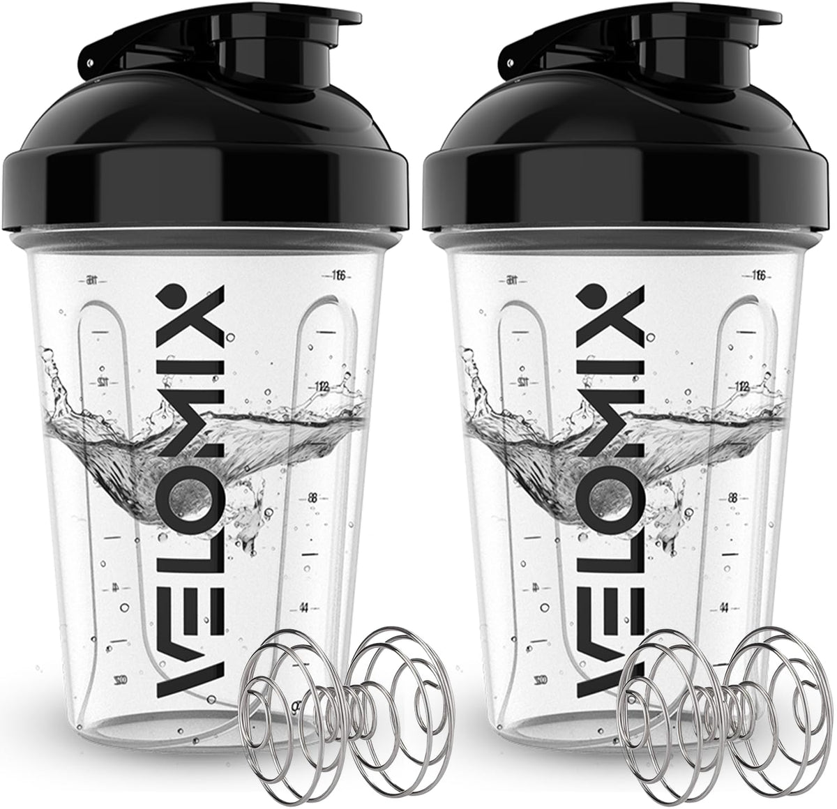 VELOMIX 2 Pack 20oz Protein Shaker Bottle for Protein Mixes