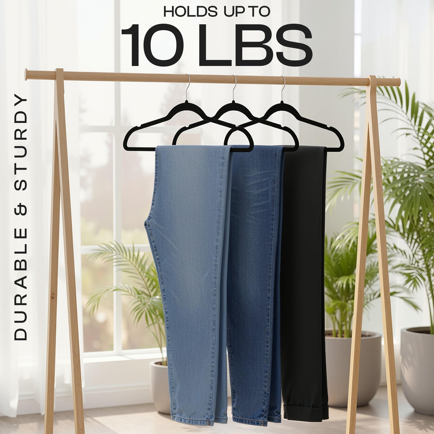 Velvet Hangers with Pants Bar | Non-Slip Slim Hangers for Closet Organization