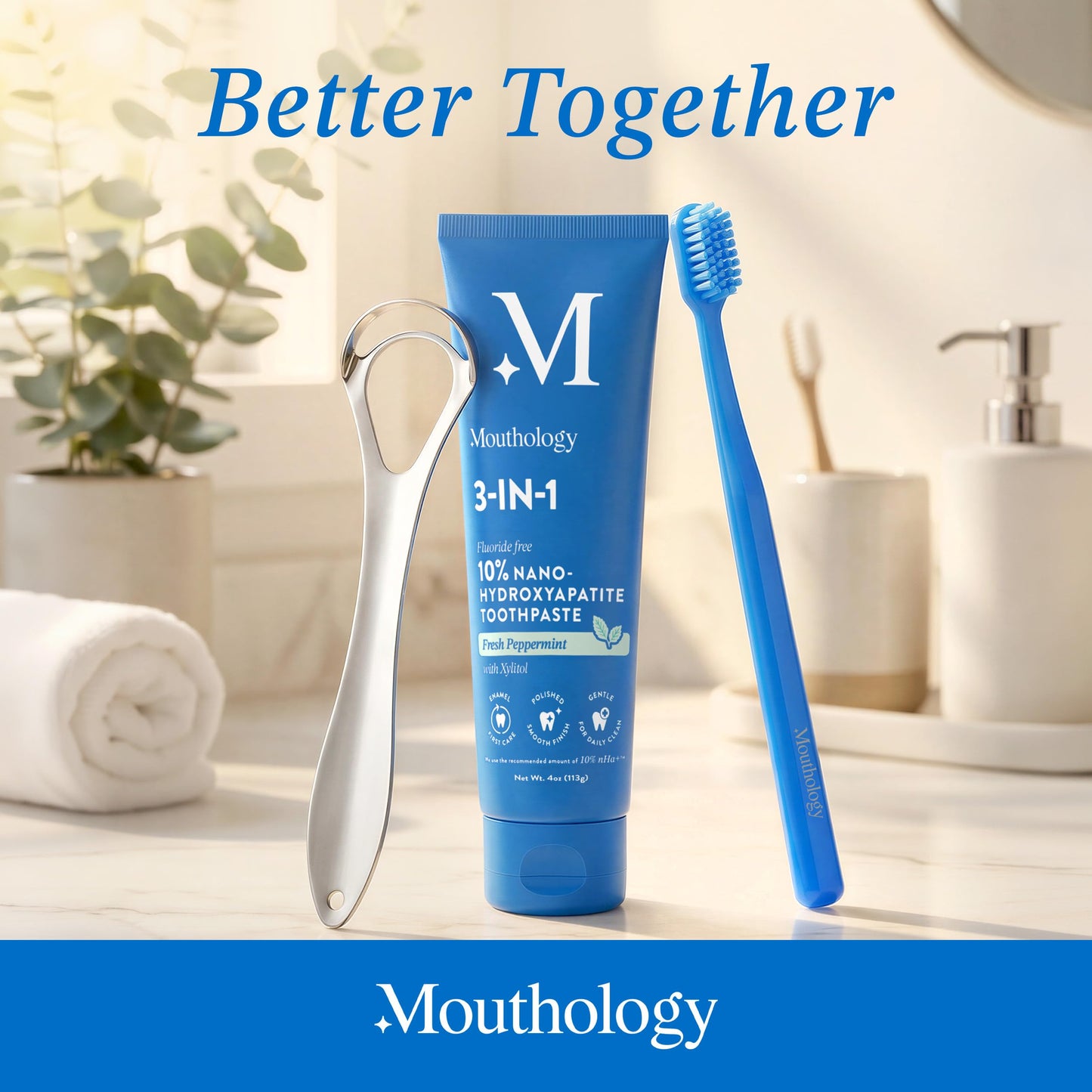Mouthology Tongue Scraper for Adults – Stainless Steel Tongue Cleaner with Travel Case
