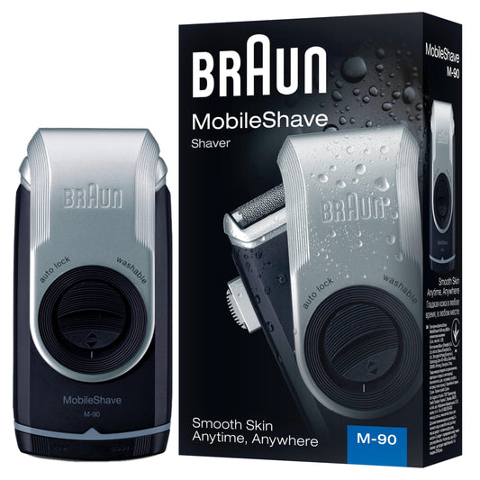 Braun Mobile Shaver M90 | Stainless Steel Battery-Powered Electric Shaver