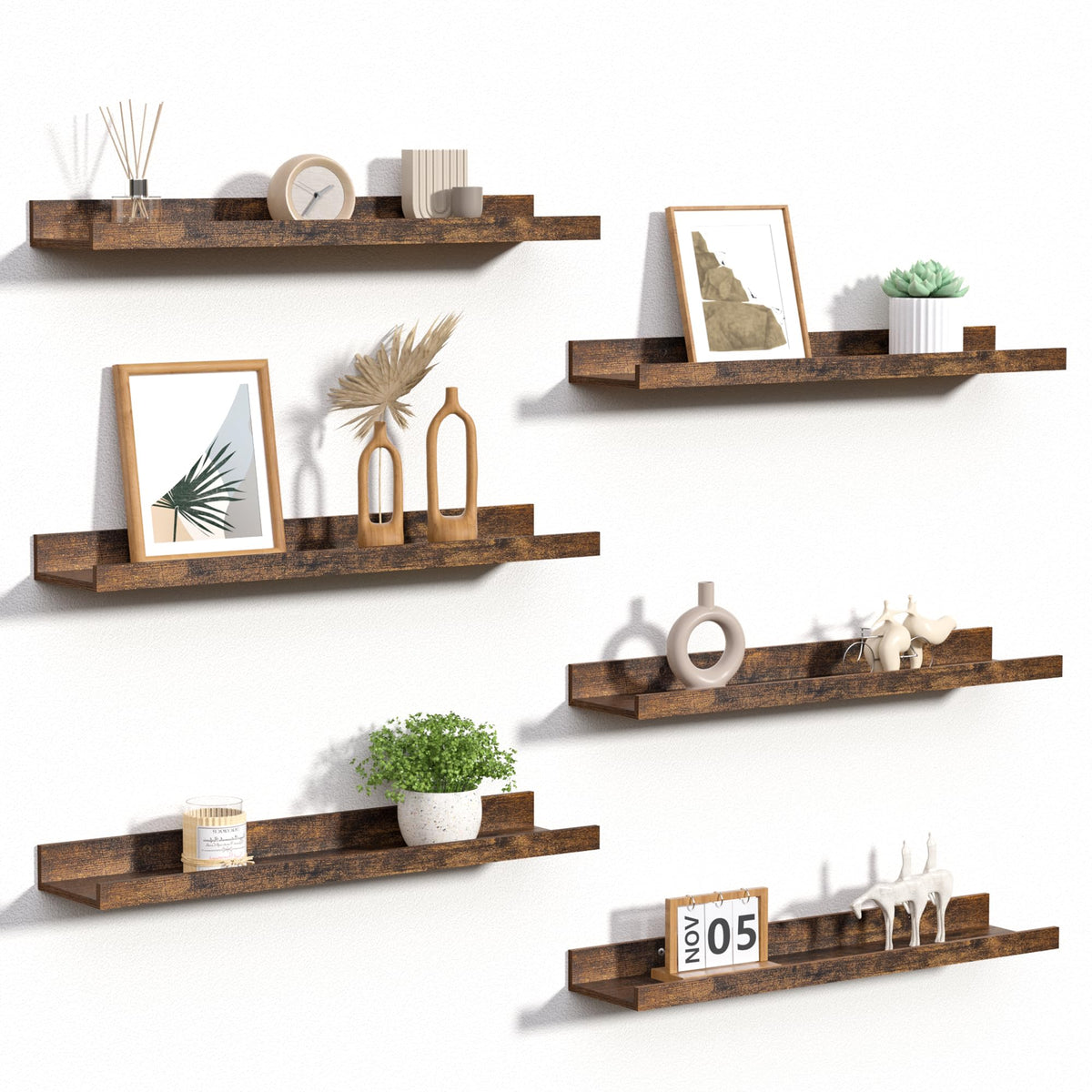 upsimples Floating Shelves for Wall Set of 6