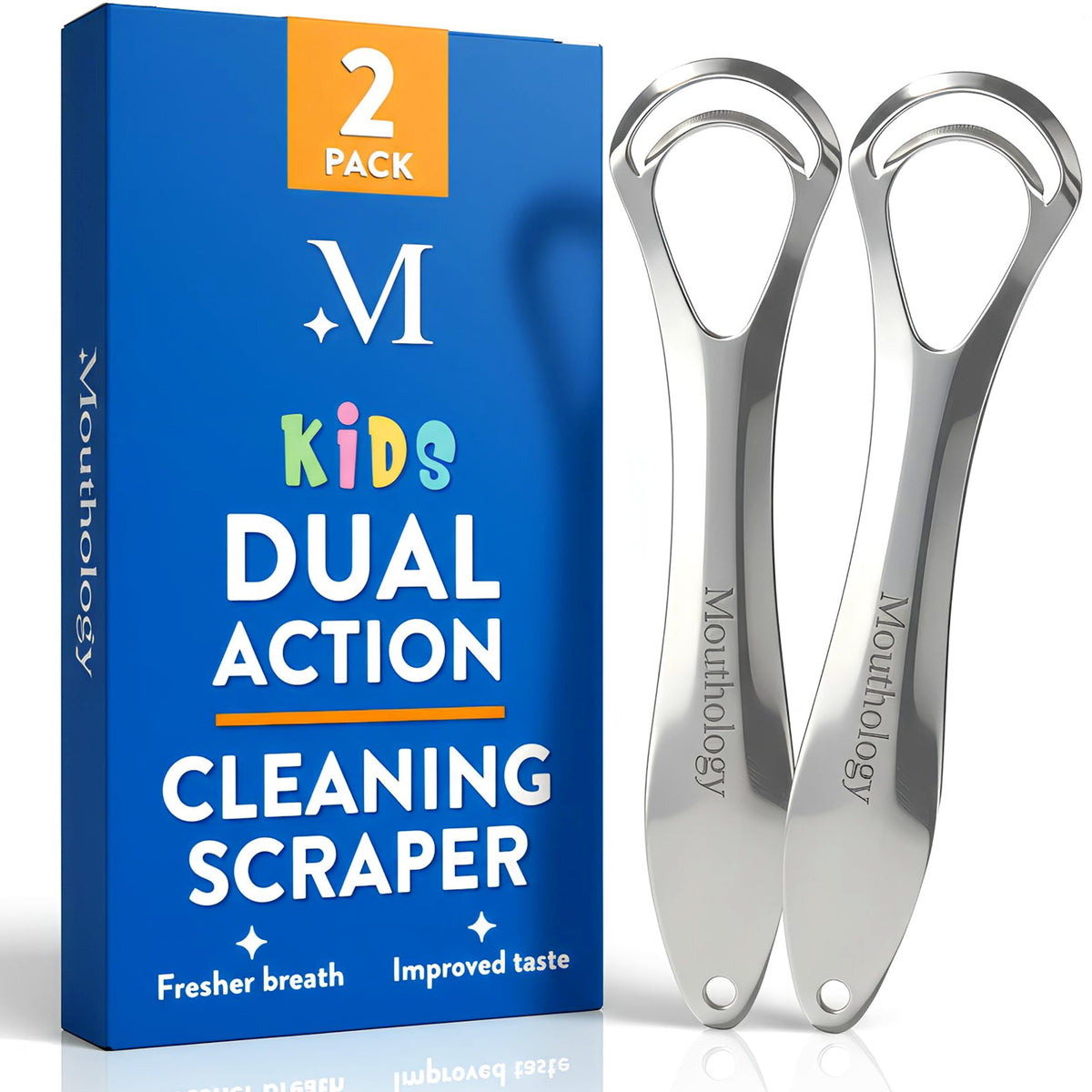 Mouthology Tongue Scraper for Adults – Stainless Steel Tongue Cleaner with Travel Case