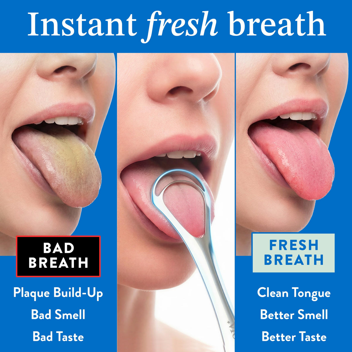 Mouthology Tongue Scraper for Adults – Stainless Steel Tongue Cleaner with Travel Case