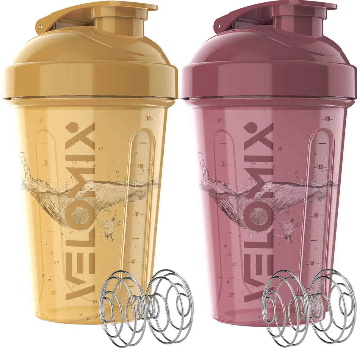 VELOMIX 2 Pack 20oz Protein Shaker Bottle for Protein Mixes