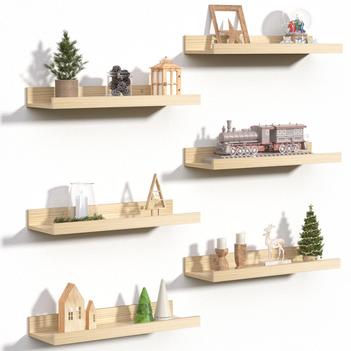 upsimples Floating Shelves for Wall Set of 6