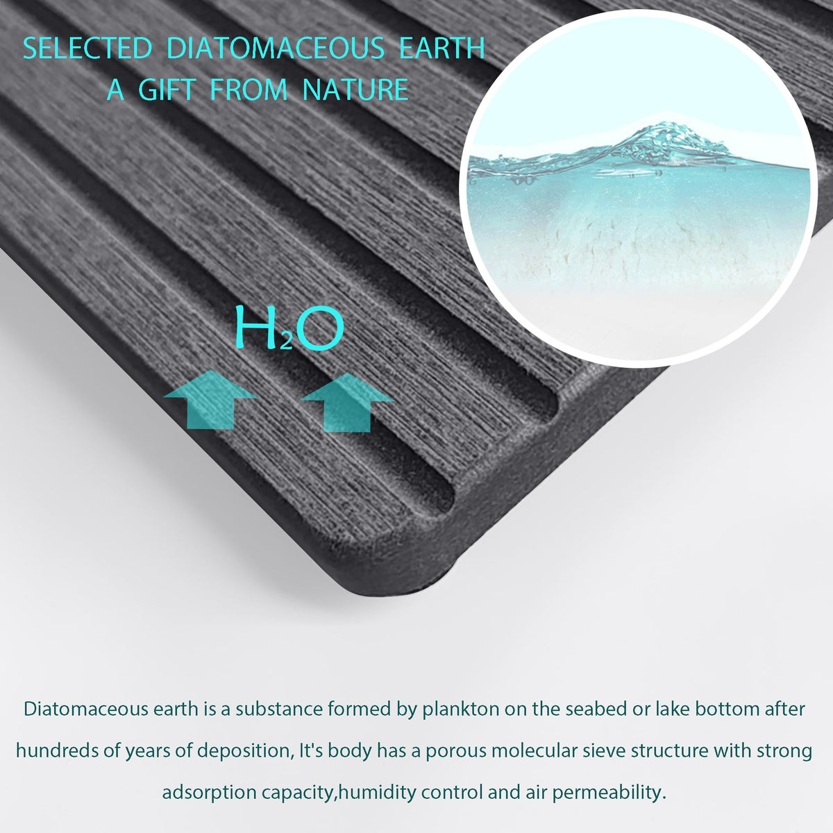 NiuYichee Water Absorbent Diatomite Coasters – Rectangle Grooved Design