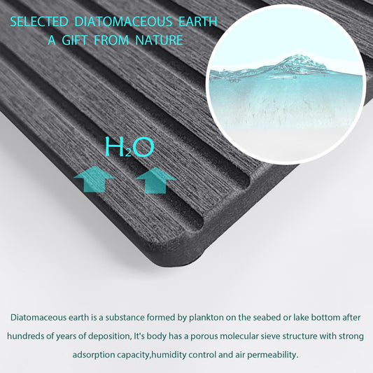 NiuYichee Water Absorbent Diatomite Coasters – Rectangle Grooved Design