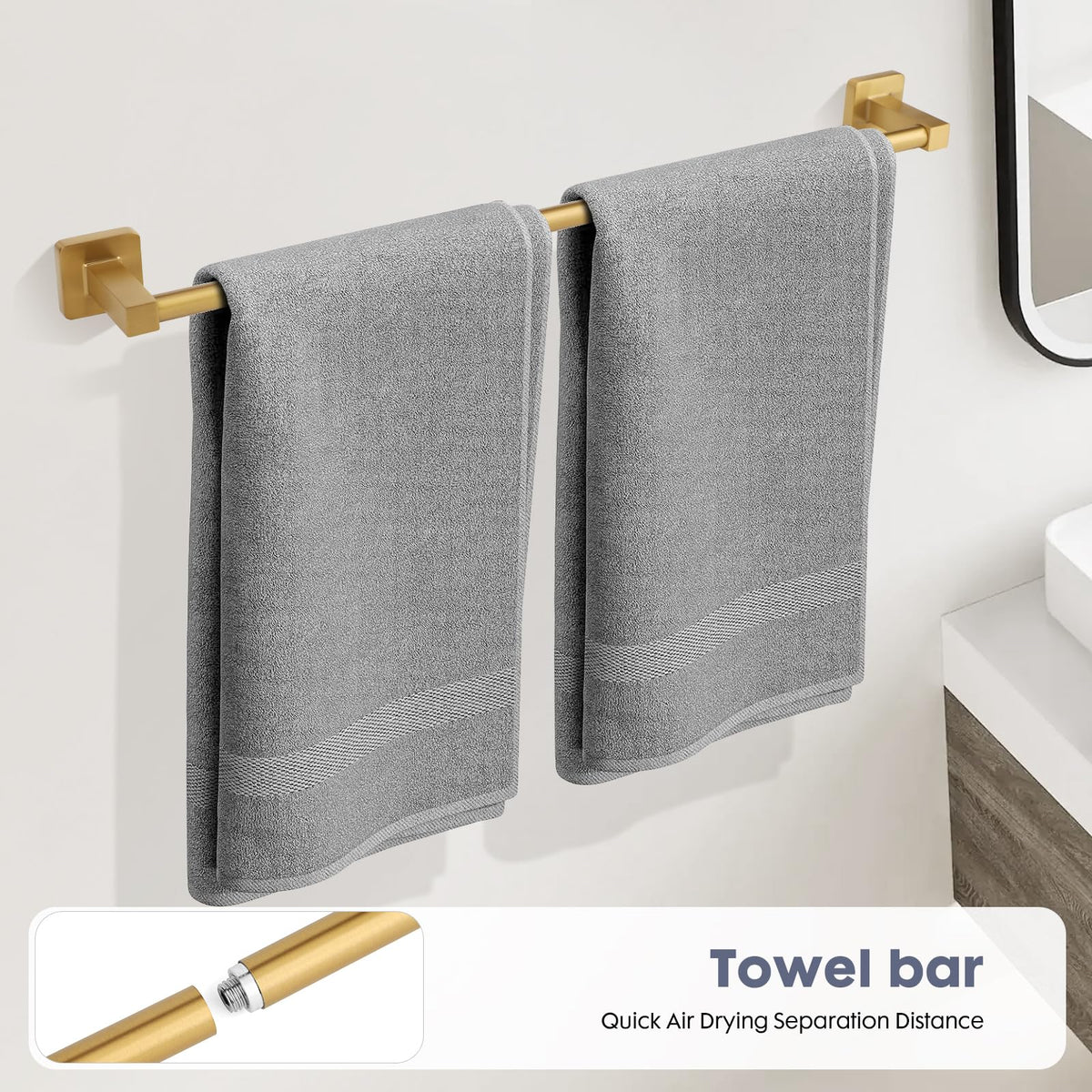 Ntipox 5 Pieces Bathroom Hardware Accessories Set,Stainless Steel 23.6" Hand Towel Bar Set, Toilet Paper Holder, Towel Holder for Bathroom,Towel Rack Set
