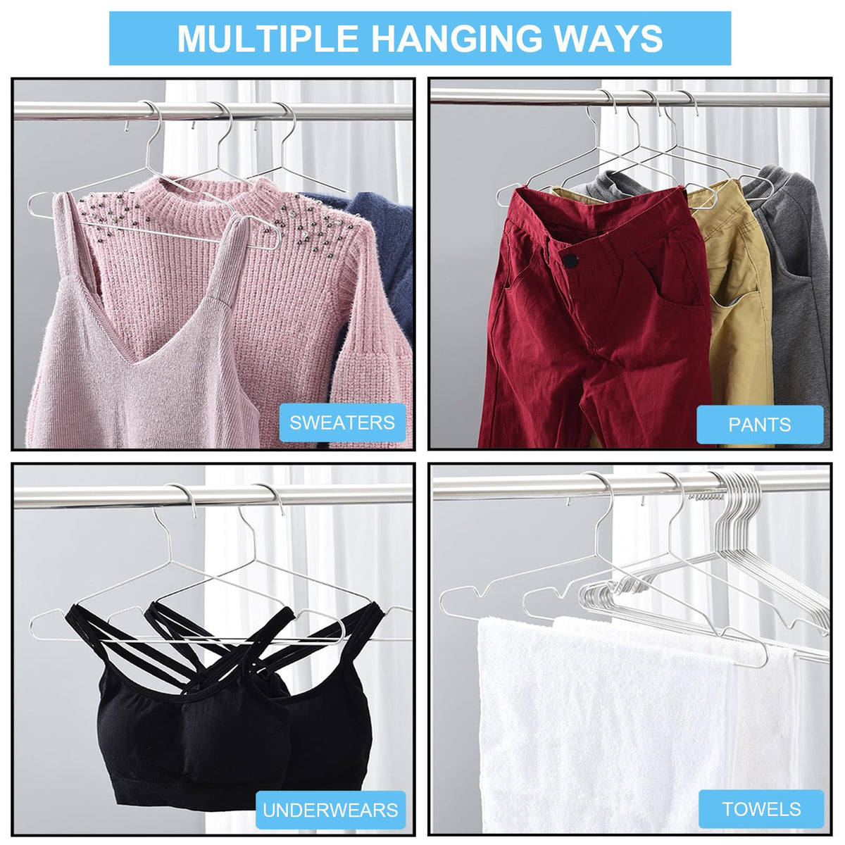 Seropy Stainless Steel Wire Hangers - Heavy Duty Clothes Hangers Bulk